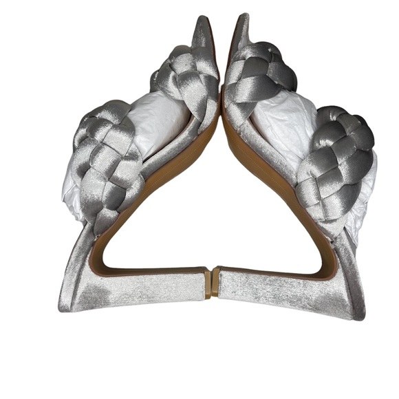 Steven New York Silver Jeanie Braided Strap Velvet Block Heels - Picture 8 of 8